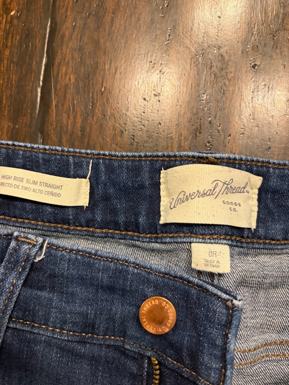 Universal Thread Classic high-Rise, slim straight Dark Blue Jeans women’s size 8 - Picture 2 of 6